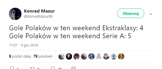 Gole Polaków w ten weekend: w Ekstraklasie VS w Serie A... xD